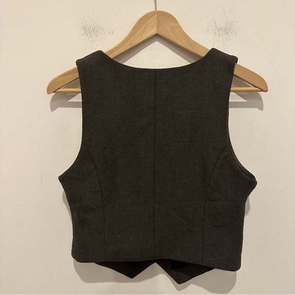 Aritzia Wilfred Desire Vest Dark Brown Like New Size 4 - Picture 4 of 6